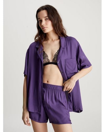 Calvin Klein Haut de pyjama - Pure Sheen - Violet