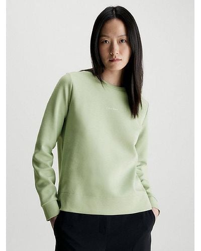 Calvin Klein Sweatshirt aus Baumwolle mit Mikro-Logo - Grün