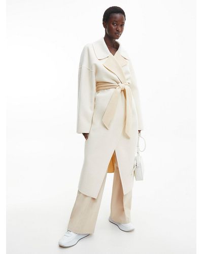 Calvin Klein Manteau portefeuille oversize en laine - Blanc