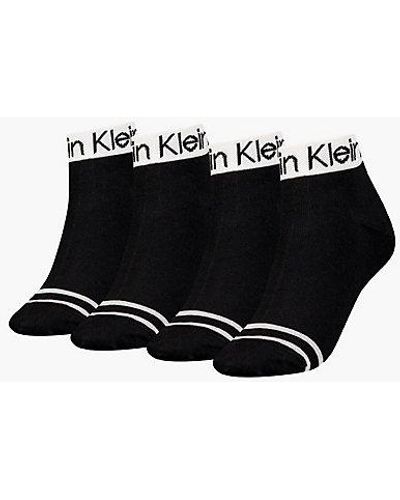 Calvin Klein 4 Pack Ankle Socks - - Black - Women - One Size - Zwart