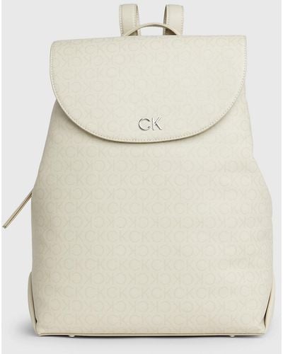 Calvin Klein Sac à dos à rabat avec logo - Blanc