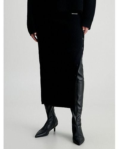 Calvin Klein Falda larga de lana - Negro