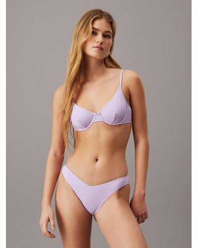 Calvin Klein Brazilian Bikini Bottoms - Ck Monogram Texture - Purple