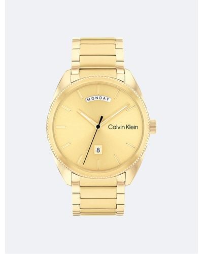 Calvin Klein Sunray Dial Three Link Bracelet Watch - Metallic