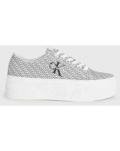 Calvin Klein Canvas Logo-plateausneakers - Wit