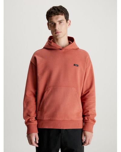 Calvin Klein Sweat-shirt à capuche en tissu éponge de coton - Rouge