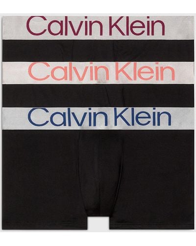 Calvin Klein 3 Pack Low Rise Trunks - Steel Micro - Black