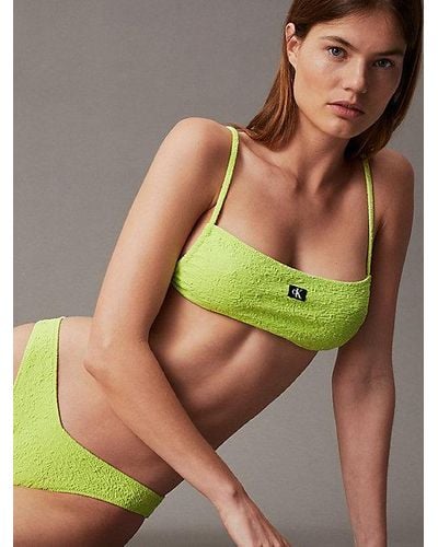 Calvin Klein Bandeau Bikini-Top - CK Monogram Texture - Grün