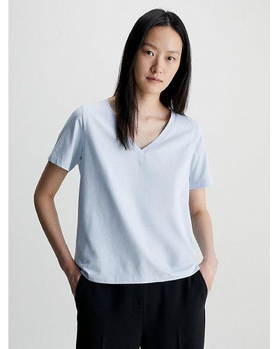 Calvin Klein T-shirt Met V-hals - Wit