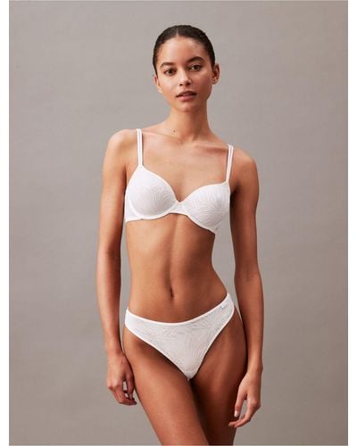 Calvin Klein Sheer Marquisette Lace Lightly Lined Demi Bra - White