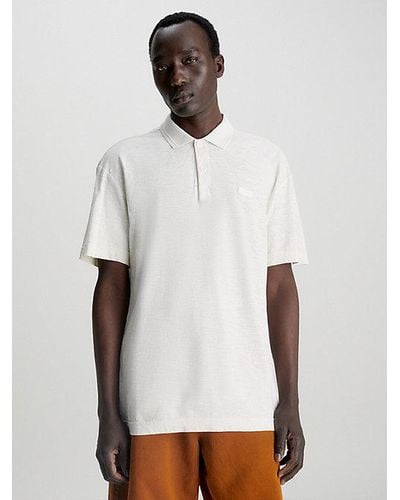 Calvin Klein Poloshirt aus Leinen-Mix - Weiß