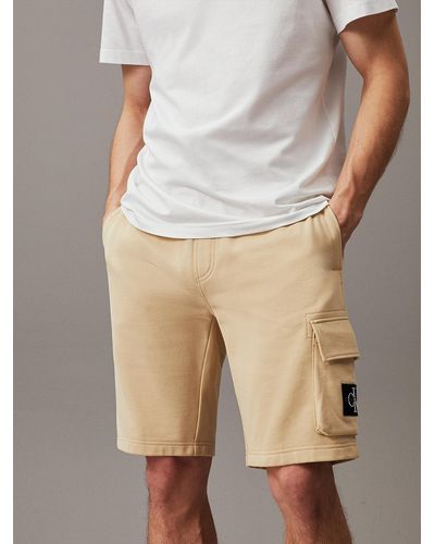 Calvin Klein Cargo Terry Jogger Shorts - Natural