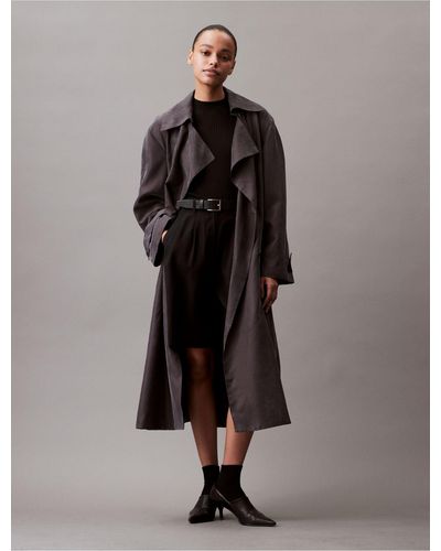 Calvin Klein Relaxed Trench Coat - Black