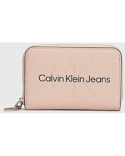 Calvin Klein Rfid Portemonnee Met Logo En Rits Rondom - Roze
