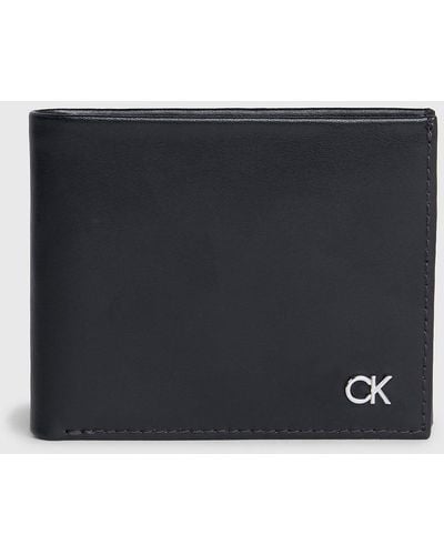 Calvin Klein Portefeuille fin en cuir anti-RFID - Noir