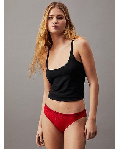 Calvin Klein 3-pack Kanten Brazilian, String En Bikinislip - Rood