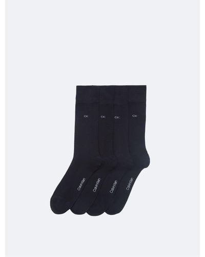 Calvin Klein Flat Knit Logo 4-pack Dress Socks - Black