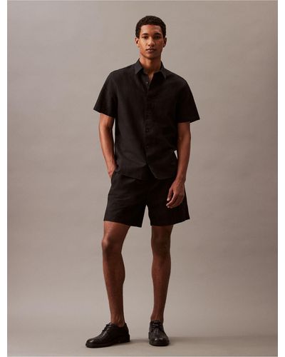 Calvin Klein Linen Blend Pull-on Shorts - Brown