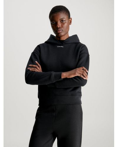 Calvin Klein Sweat-shirt à capuche relaxed en tissu éponge de coton - Noir