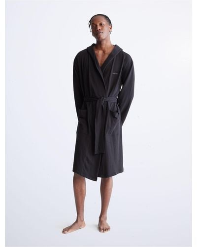 Calvin Klein Modern Cotton Lounge Robe - Black