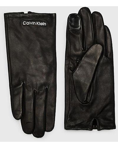 Calvin Klein Leren Handschoenen - Zwart