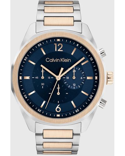 Calvin Klein Montre Chronographe à Quartz pour avec Bracelet en Acier Inoxydable à Deux Coloris - 25200265 - Bleu
