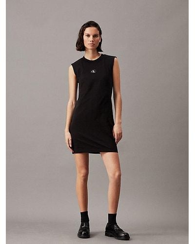 Calvin Klein Relaxed Mouwloze T-shirtjurk - Zwart