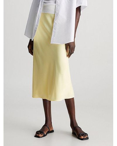 Calvin Klein Falda midi de crepé slim - Neutro