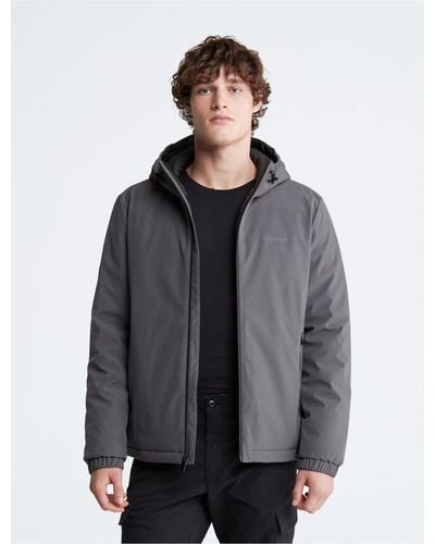 Calvin Klein Hooded Stretch Lined Jacket - Gray