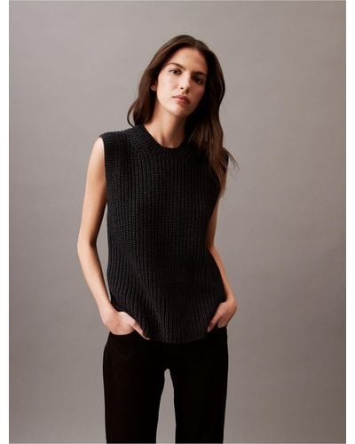 Calvin Klein Cage Yarn Chunky Vest - Black