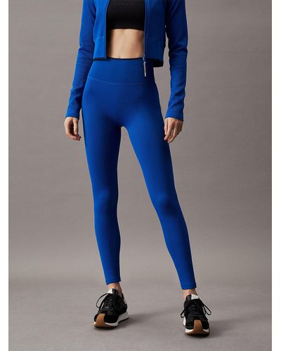 Calvin Klein Ribbed 7/8 Gym Leggings - Blue