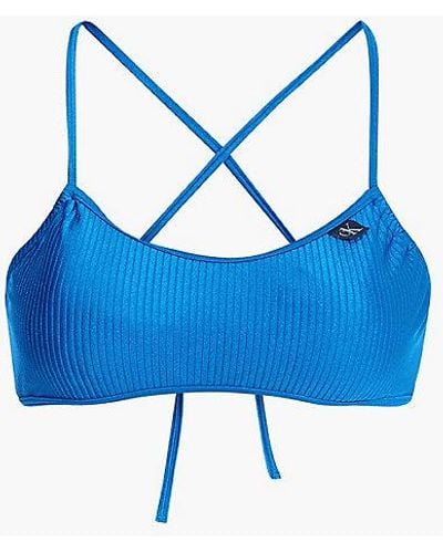 Calvin Klein Bralette Bikini Top - Ck One - - Blue - Women - L - Azul