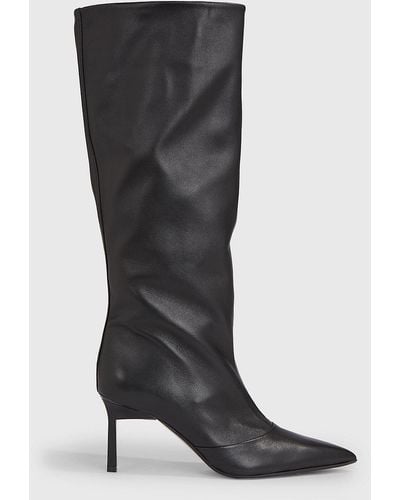 Calvin Klein Leather Stiletto Boots - Black
