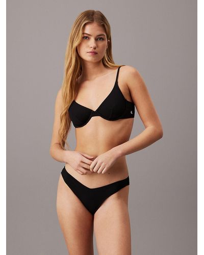 Calvin Klein Bikini Top - Ck Monogram Texture - Brown