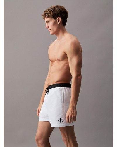 Calvin Klein Short de bain mi-long avec cordon de serrage - CK Monogram - Gris