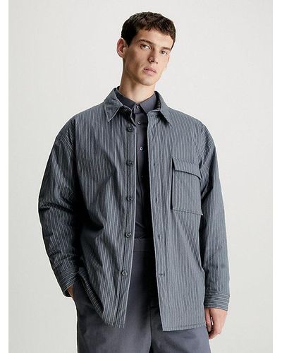 Calvin Klein Lässiges, gefüttertes Overshirt mit Streifen - Grau