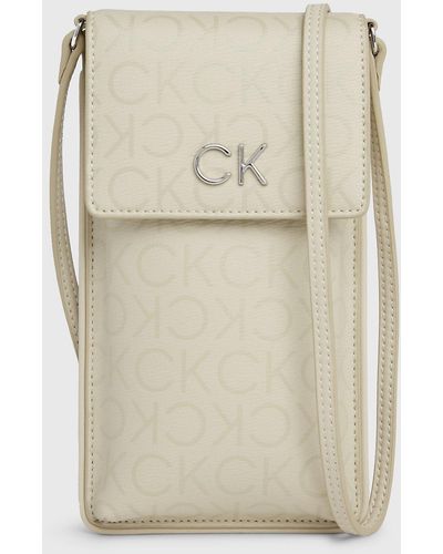 Calvin Klein Pochette pour téléphone en bandoulière avec portefeuille - Blanc