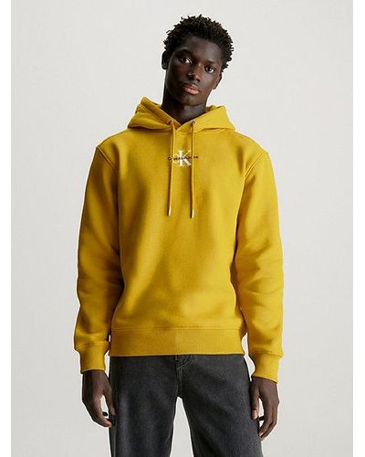 Calvin Klein Sudadera de felpa con capucha y monograma - Amarillo