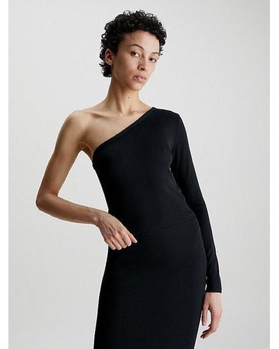 Calvin Klein Top asimétrico slim - Negro