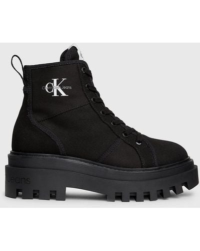 Calvin Klein Canvas Platform Boots - Black