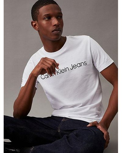 Calvin Klein Slim Organic Cotton Logo T-shirt - - White - Men - XXS - Weiß