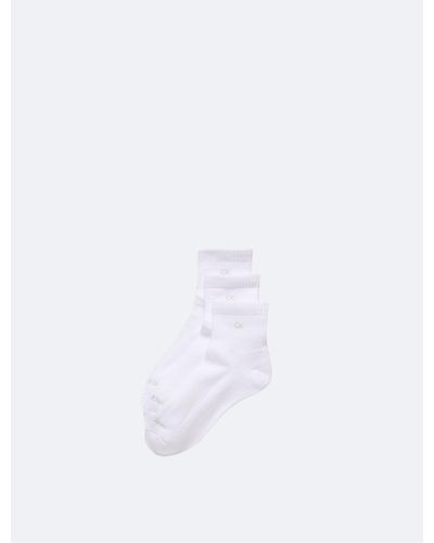 Calvin Klein Cushion 3-pack Quarter Socks - White