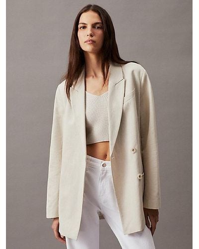 Calvin Klein Blazer de lino tailored oversized - Marrón
