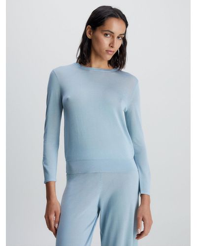 Calvin Klein Fine Knit Lounge Top - Blue