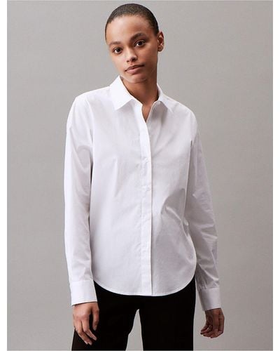 Calvin Klein Pure Poplin Stretch Shirt - White