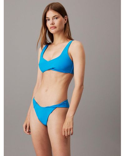 Calvin Klein Brazilian Bikini Bottoms - Ck Structured Twist - Blue