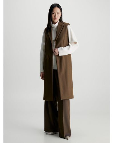 Calvin Klein Veste sans manches longue cintrée en laine - Blanc