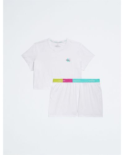 Calvin Klein Pride This Is Love Plus Size Sleep T-shirt + Shorts Set - White