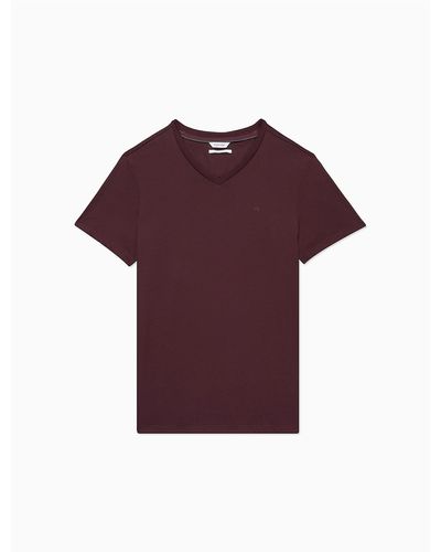 Calvin Klein Liquid Touch Slim Fit V-neck Logo T-shirt - Purple