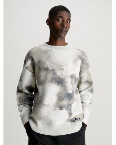 Calvin Klein Pull en jacquard de laine mélangée - Neutre